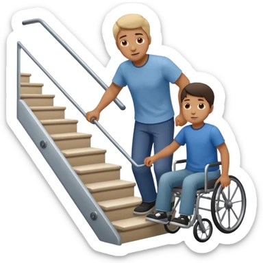 A man pushing a disabled kid down the stairs sticker
