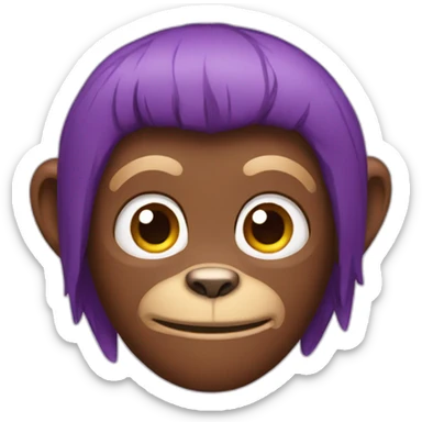 Brown monkey with purple hair sticker