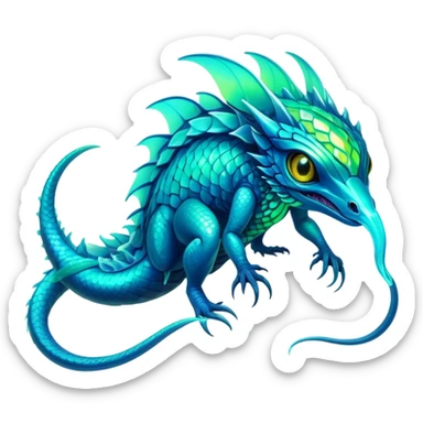 Exotic futuristic bioluminescent translucent transparent lush warm-colored neon-glowing iridescent Fakémon-Fionbri-Vernid-creature sticker