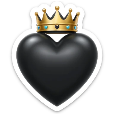 Corazon negro con corona sticker