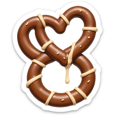 Chocolate dipped pretzel with drizzle of fancy white chocolate  sticker