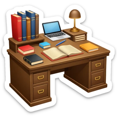 Make a.study table emoji with shelves. sticker