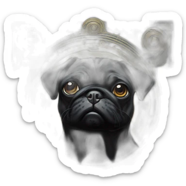 A cyberpunk black pug in Art Nouveau style during 1910 sticker