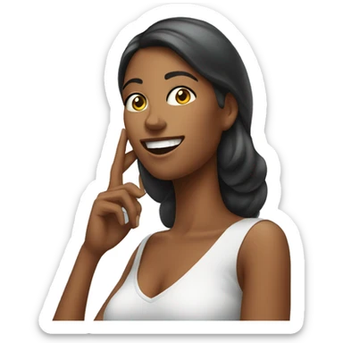 Woman calling with iphone on her ear sticker