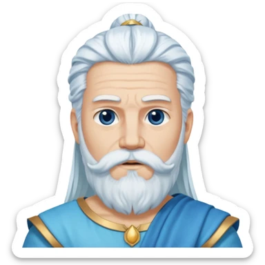 Uranus, Sky God from Rome Mythology with long white hair and beard, blue and white outfit sticker