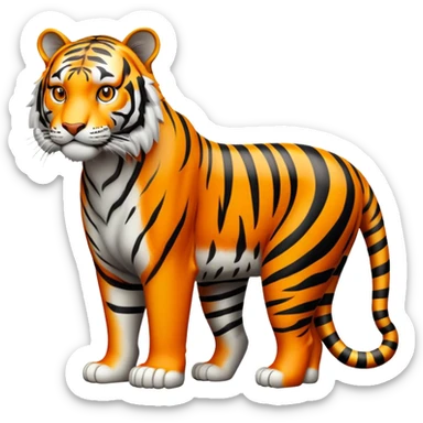 cinematic-tiger-realistic-full-body-standing-emoji,-massive-striped-frame-exuding-power-and-grace,-bold-orange-fur-with-thick-black-stripes,-head-tilted-dramatically,-piercing-yellow-eyes-focused-intensely,-simplified-yet-realistic-focused-features,-highly-detailed,-glowing-with-an-almost-sarcastic-glow sticker