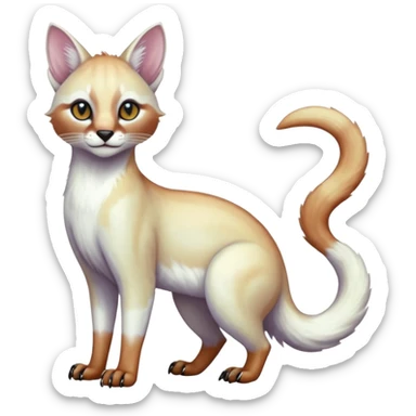 Colorful tropical pearly-albino-white iridescent glorious exotic cute cool beautiful shiny beautiful fantasy-caracal-civet-genet-sergal-vernid-Cacomistle-oncilla-animal-Fakémon-hybrid-fursona (full body) sticker