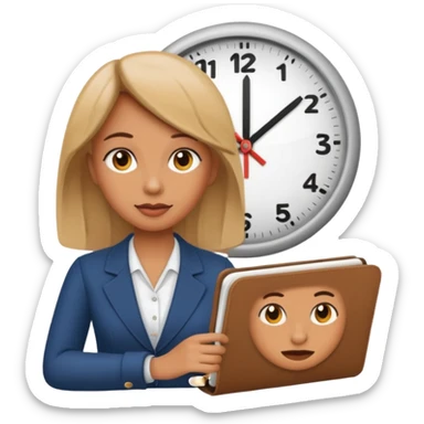 new emoji Be right back meeting time emoji female add clock and notebook sticker
