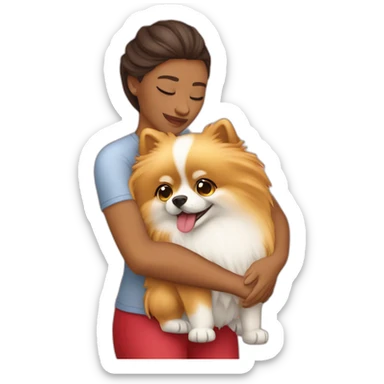 ,-hugs-her-pomeranian-dog,-red Download emoji sticker