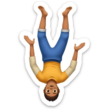 apple style emoji of a man flipping head over heels as he falls past a mountain sticker