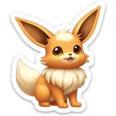 Kawaii Shiny Pastel Orange Eevee Full Body sticker
