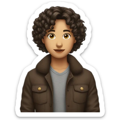 brune cheveux bouclés sticker