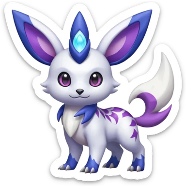 Shiny White with Violet and Indigo markings and nebula markings Absol-Minccino-Zangoose-Pokémon-Fakémon-fusion-hybrid-creature sticker