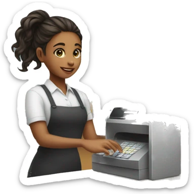 girl paying at the cash register sticker