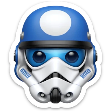 a blueberry wearing a black storm trooper helmet sticker
