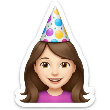 white happy long haired brunette girl partying sticker