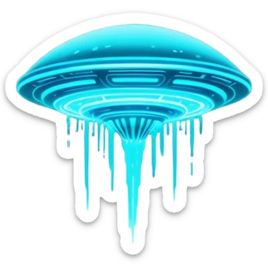extraterrestrial futuristic otherworldly cyan bioluminescent neon-glowing aesthetic scenery sticker