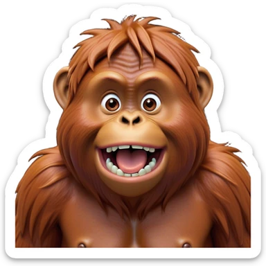 Cinematic Comical Orangutan Portrait Emoji, Head tilted dramatically with an exaggeratedly shocked expression, featuring a robust, animated face with wide, comically expressive eyes full of humorous disbelief, Simplified yet hilariously expressive features, highly detailed, glowing with a slightly sassy glow, high shine, dramatic yet playful, stylized with an air of quirky jungle attitude, soft glowing outline, capturing the essence of a meme-worthy orangutan that looks ready to side-eye its way into viral fame! sticker