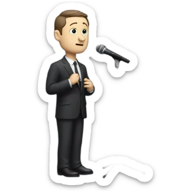 tim robinson in suit sad singing into microphone stand (full body, ios17, sad) sticker