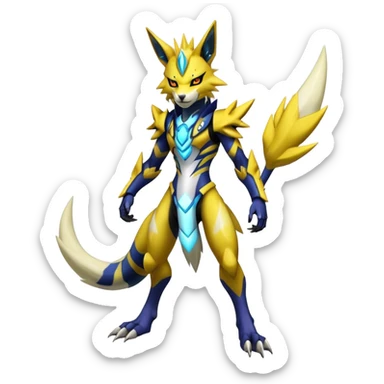  Cool Edgy Shiny Futuristic Ethereal Legendary Zeraora-Digimon-Lombax-Renamon-hybrid full body sticker
