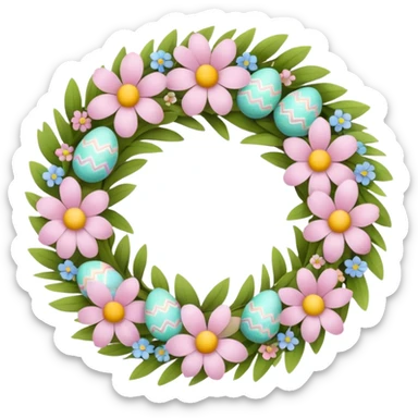 flower easter wreath in a shape of an egg sticker