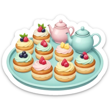 tea party pastries tray pastel colors sticker