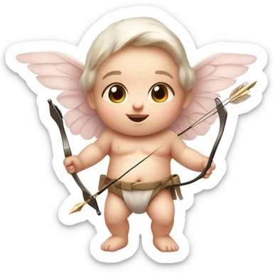 Pale cute cupid baby with arrow sticker