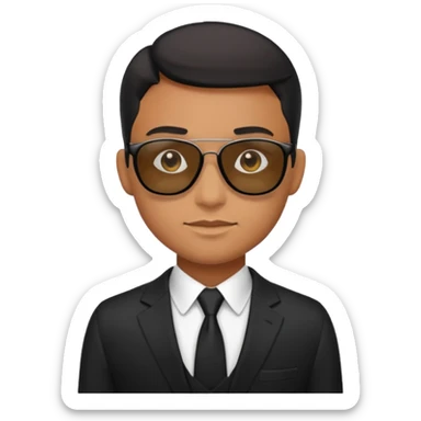 Apple emoji style, black-suited special agent wearing sunglasses sticker