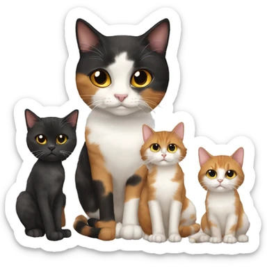 calico cat with a couple of brunettes sticker
