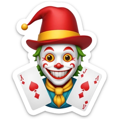 poker card with a funny jolly joker inside the card sticker