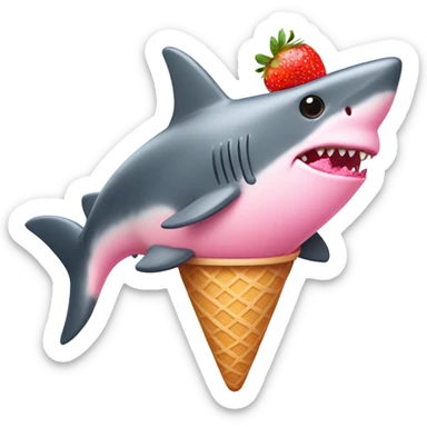 Pink Shark with a strawberry ice cream sticker