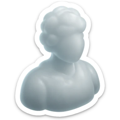 A person from the shoulders up, entirely composed of fluffy white convex clouds sticker