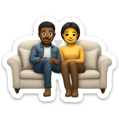 two lovers on a cozy sofa sticker