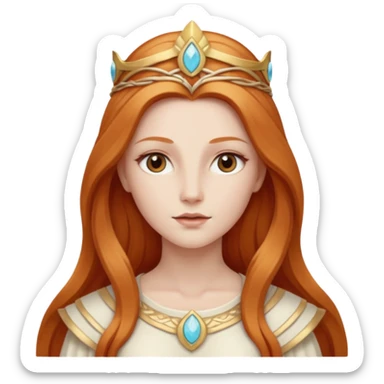 Minerva, Goddess of Wisdom from Gods and Goddesses with long reddish blonde hair, ivory outfit sticker