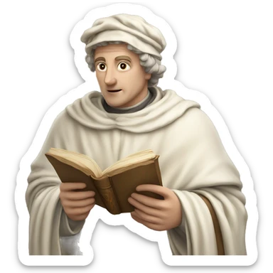 Petrarch holds a scroll in his hand sticker