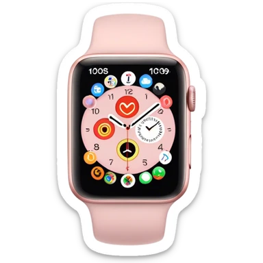 Light pink Apple Watch with app options on the screen sticker