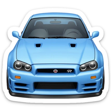 Nissan Skyline GTR R34, chibi style, cute, minimal details, emoji style, Discord icon sticker