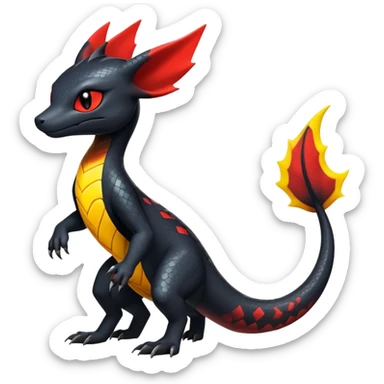 Shiny Salandit-Umbreon-Quilava-Fakémon-hybrid-creature (full body)  sticker