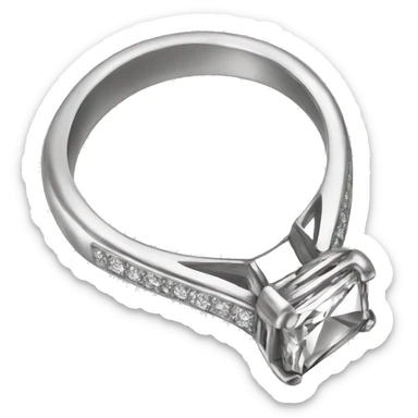 Silver square cut diamond ring  sticker