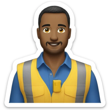 Ikea coworker blue shirt and yellow vest sticker