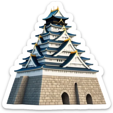 Cinematic Realistic Osaka Castle Landmark Emoji, showcasing the majestic historic castle rendered with dramatic stone textures and regal, natural lighting. sticker