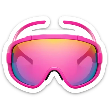 sporty pink shield visor sunglasses with robust thick frame, futuristic athletic design, substantial build, mirrored one-piece lens sticker