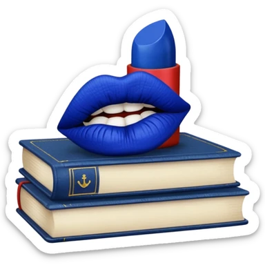 Navy blue kiss and books sticker
