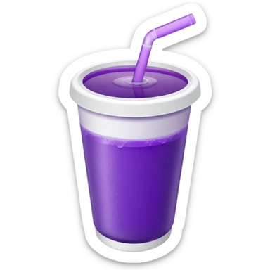  White styro cup without straw eith purple juice inside visible from the top only sticker