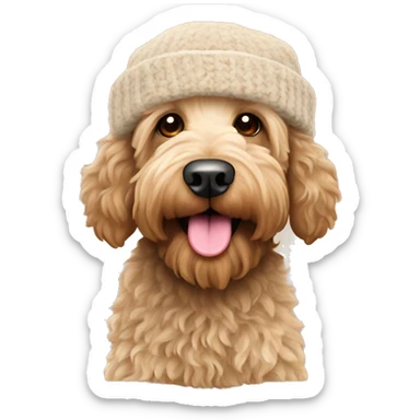 australian labradoodle with wool beanie  sticker