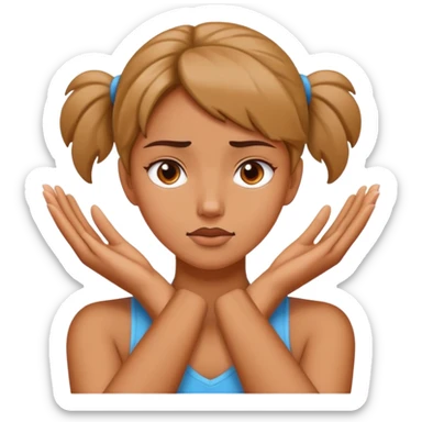 girl with her hands crossed holding her neck mad sticker