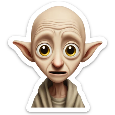 Dobby making a very said face with one tear streaming down his face  sticker