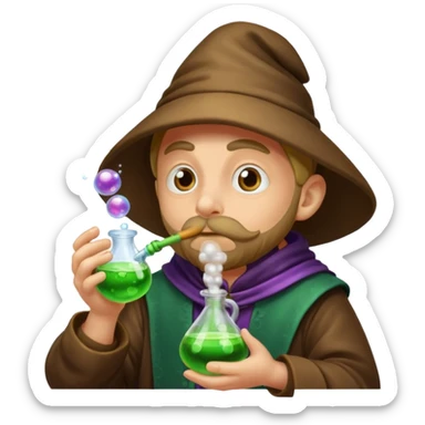 alchemist shushing while potion bubbles sticker