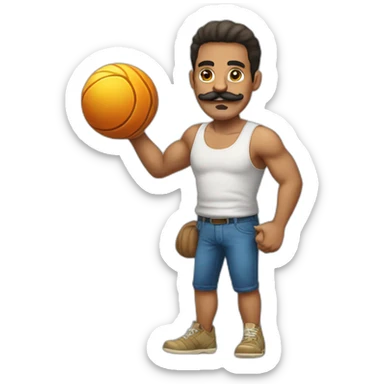 Cuban Man with mustache strenuously carrying heavy balls sticker
