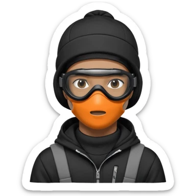 skier with black goggles hoodie and face mask looking stylish like an underground rapper. I said mask pls no face showing. Only eyes showing  sticker